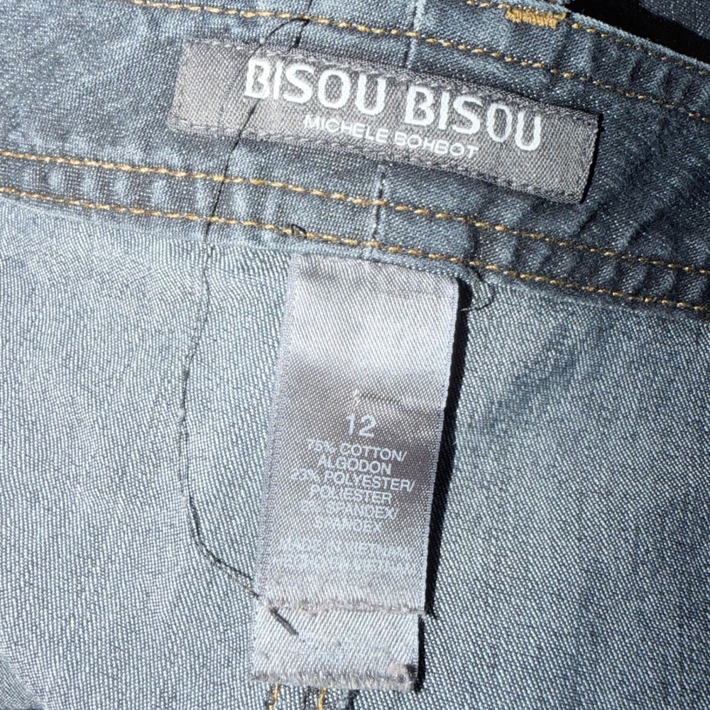 VTG Bisou Bisou Dark Wash Denim Mini Skirt Pleated Y2K Women's SZ 12 Cotton - Picture 5 of 7